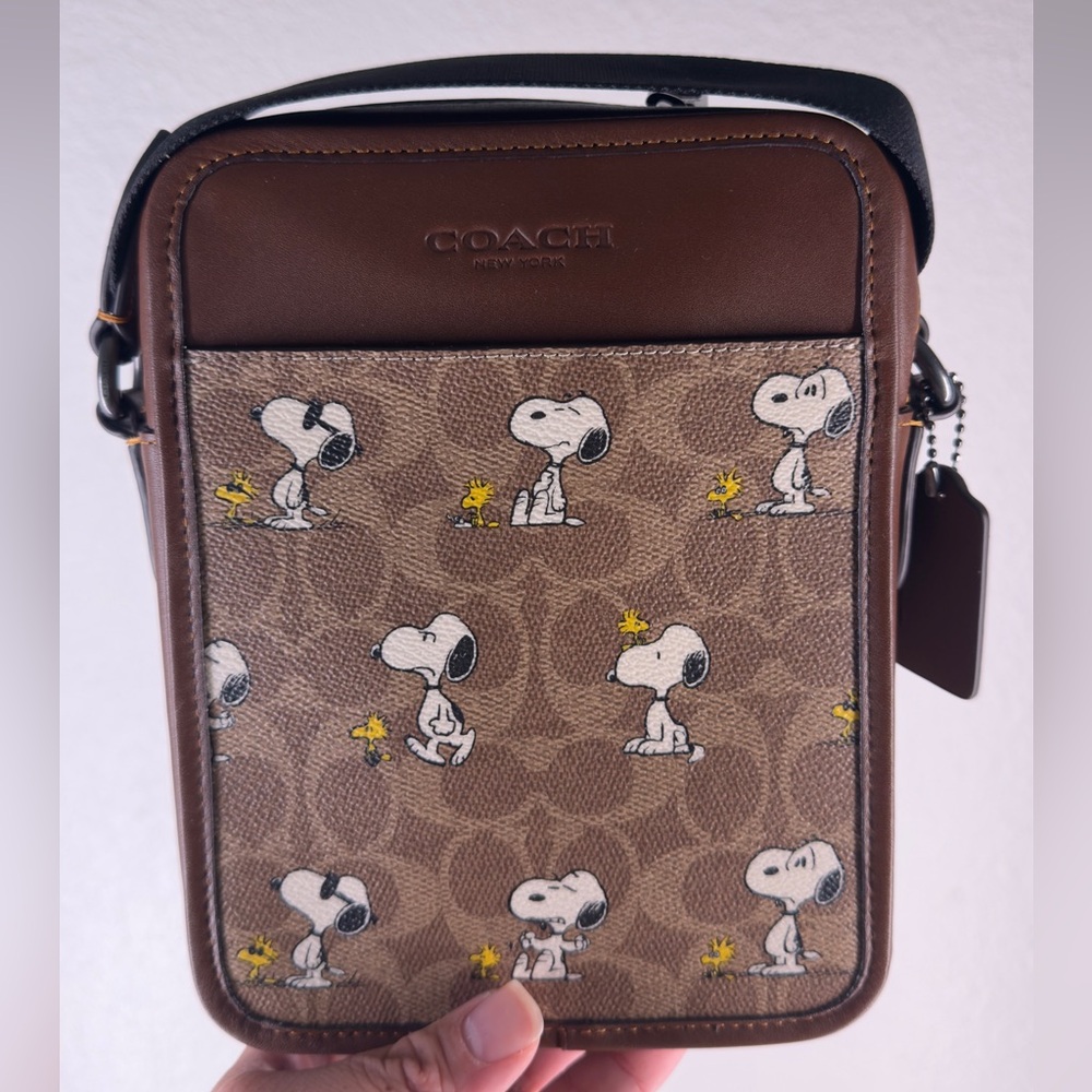 NWT Coach CBK48 X Peanuts Sullivan Crossbody Bag Signature Canvas W Snoopy Print